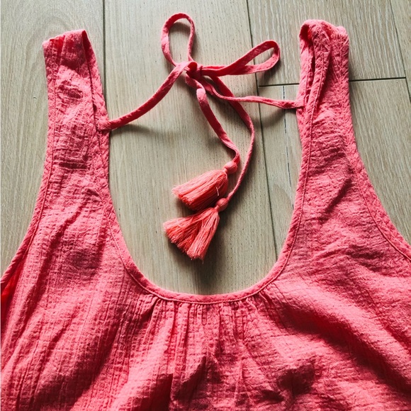 NWT J. Crew Beach Cover Up Tunic Dress in Salmon/ Neon Orange Size XS - Picture 2 of 7